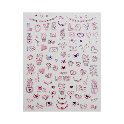 Autocollants pour ongles Love Laser Red pour la Saint-Valentin