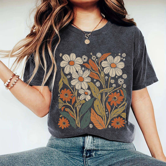 Women Casual Floral Print Short Sleeve T-Shirt