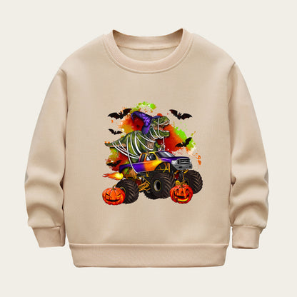 Kids Toddler Boys Girls Casual Halloween Print Fleece Sweatshirt