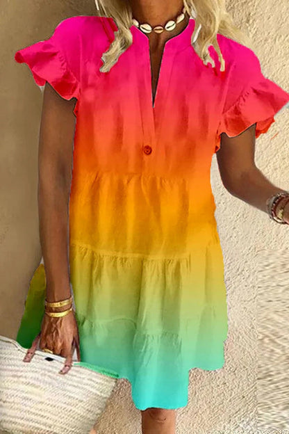 Robe imprimée décontractée à col en V pour femme