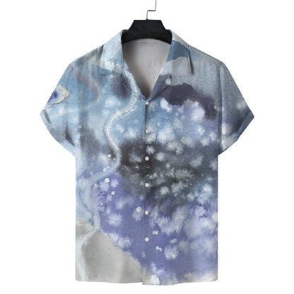 Men Fashion Casual Vacation 3D Print Short Sleeve Shirt