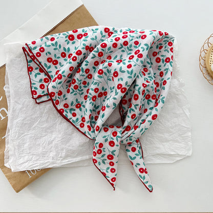 Bufanda de seda cuadrada con estampado floral informal para mujer, accesorio de moda de algodón