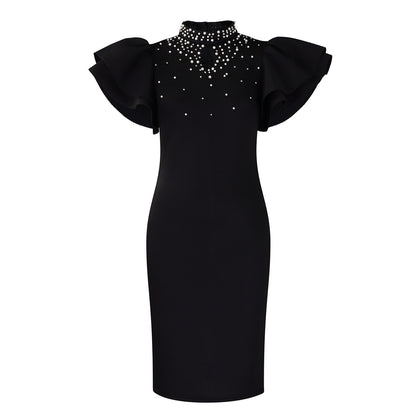 Women Fashion Elegant Plus Size Solid Color Dress
