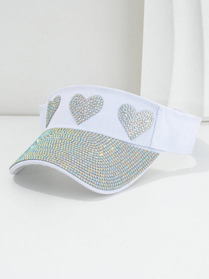 Gorra de béisbol para pareja con diamantes de imitación en forma de corazón