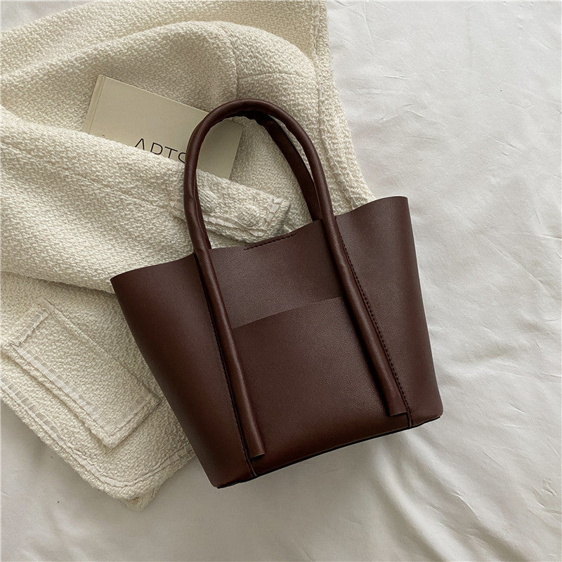 Bolso de mano informal de gran capacidad para mujer, de color liso, estilo urbano, de PU.