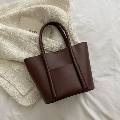Bolso de mano informal de gran capacidad para mujer, de color liso, estilo urbano, de PU.