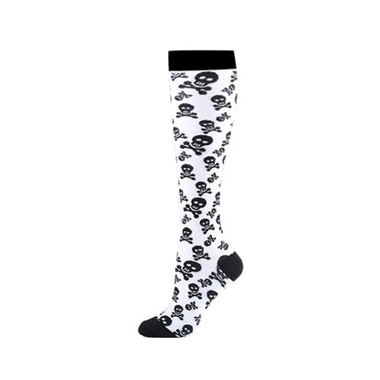Chaussettes de sport de compression amusantes pour femmes avec motif tête de mort pour Halloween