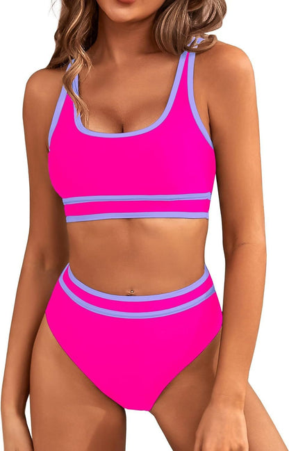 Traje de baño bikini sexy de color sólido a la moda para mujer