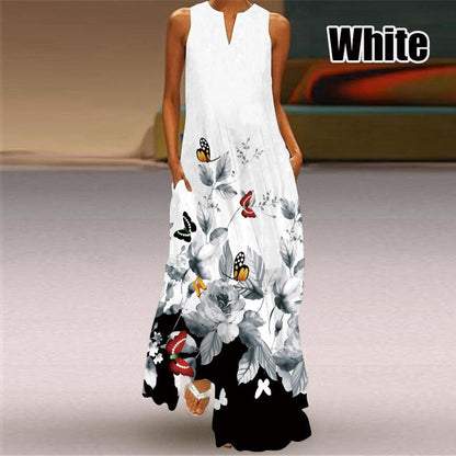 Women Plus Size Casual Fashion Boho Style Floral Heart Print Maxi Dress