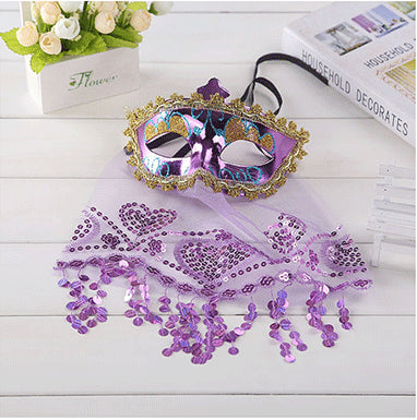Women Fashion Veil Sequins Full Face Halloween Mask