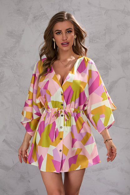 Summer Vacation Women Casual Leaf Print Dress