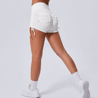 Pantalones cortos casuales de color sólido con cordón para mujer