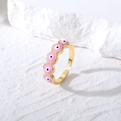 Conjunto de anillos de aleación con diseño geométrico de ojo de diablo para mujer