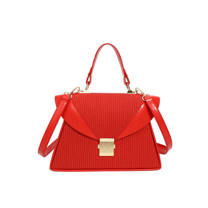 Fashion Stitching Contrast Clamping Handbag - PU Small Square Bag