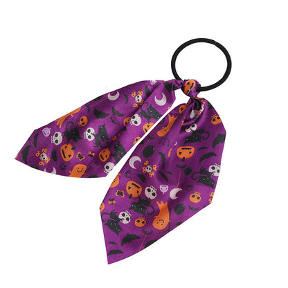 Halloween Women Cartoon Ghost Pumpkin Hair Rope Ribbon