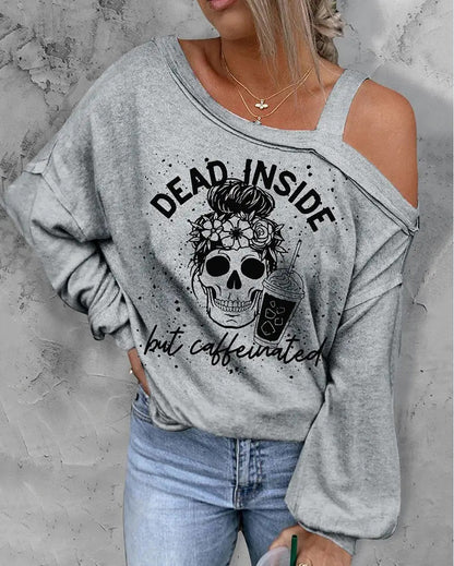 Sudadera con hombros descubiertos y efecto 3D para Halloween para mujer
