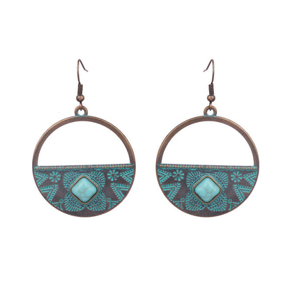 Boucles d'oreilles turquoise de style ethnique bohème
