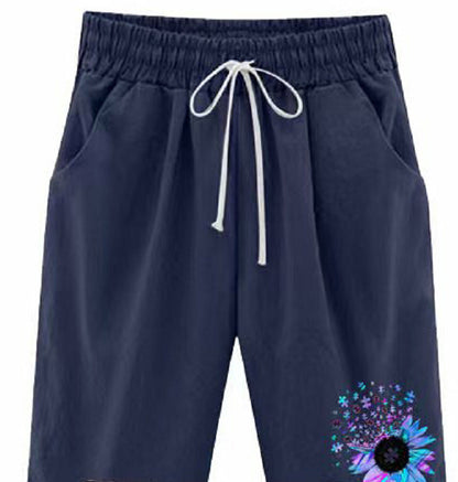 Pantalones cortos casuales de cintura alta con estampado de color sólido para mujer