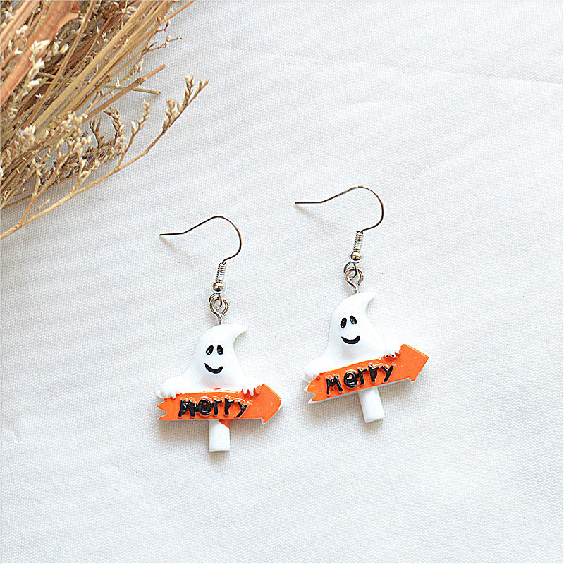 Pendientes de calavera de demonio y zombi para mujer, de Halloween