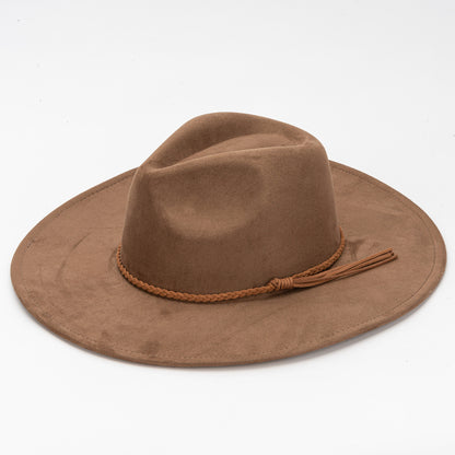 Fashion Casual Solid Color Big Side Suede Flat Hat