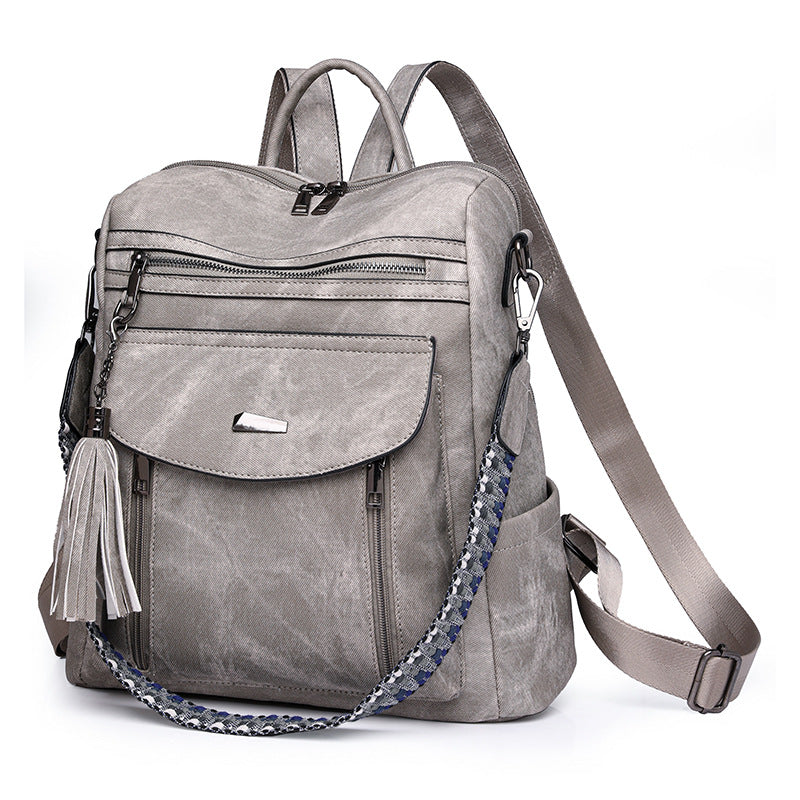 Women Casual Fashion Zipper Backpack in PU Material