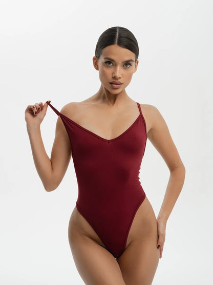 Women Sexy Solid Color V-Neck Sleeveless Bodysuits