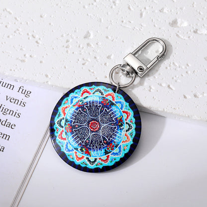 Women Retro Bohemian Round Devil Eye Keychain Set