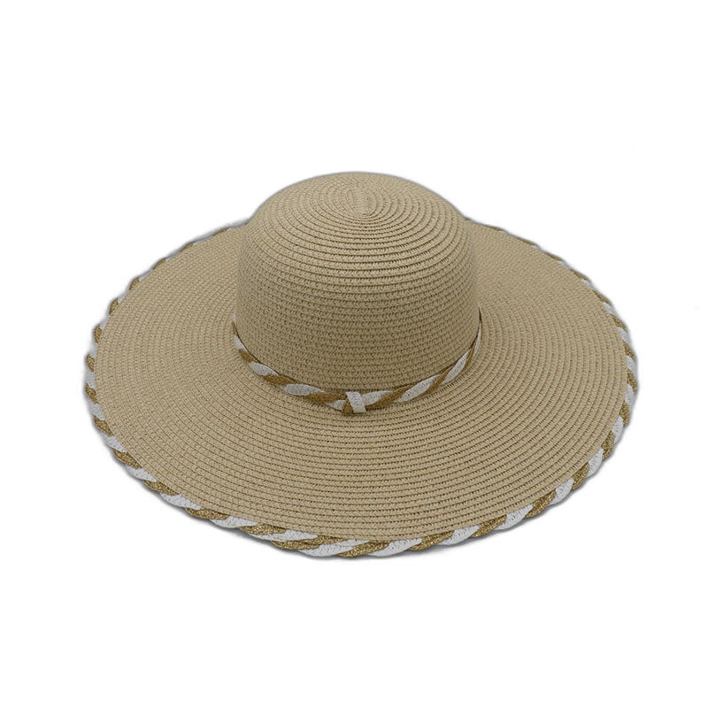 Sombrero de playa de ala grande tejido de paja de moda para mujer