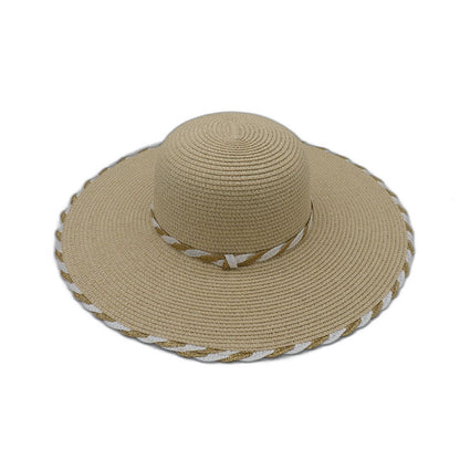 Sombrero de playa de ala grande tejido de paja de moda para mujer