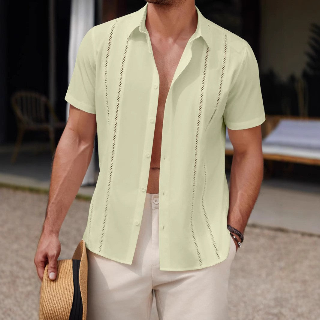Men's Fashion Casual Solid Color Short-Sleeve Shirt