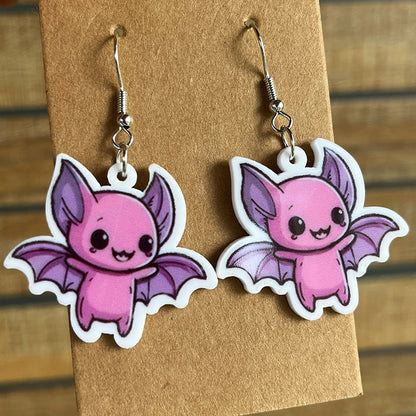 Pendientes de Halloween con forma de calabaza, fantasma y murciélago para mujer