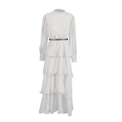 Vestido largo retro elegante de encaje bordado