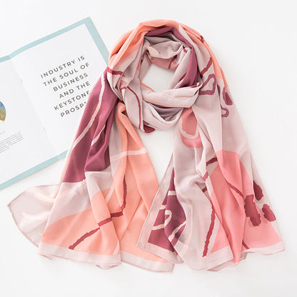 Bufanda larga de gasa con estampado floral de verano y primavera para mujer