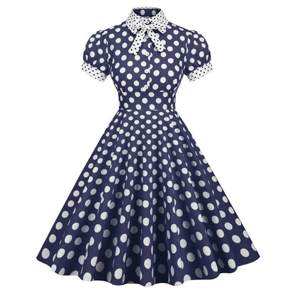 Vestido midi elegante con estampado de lunares para mujer