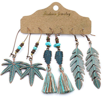 Boucles d'oreilles à pompons créatives de style ethnique bohème rétro