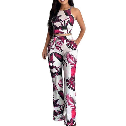 Conjunto de camiseta y pantalón con estampado floral de verano