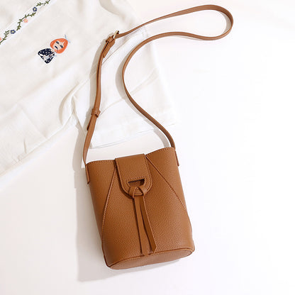 Women Soft Leather Solid Color Crossbody Phone Bag