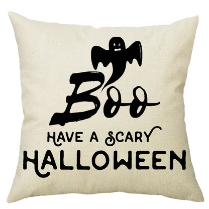 Halloween Pumpkin Skull Print Linen Sofa Cushion Cover