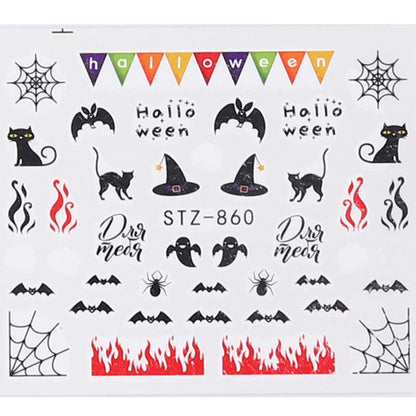 Autocollants pour ongles motif crâne et feuille d'érable pour femme, mode Halloween