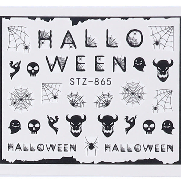 Autocollants pour ongles motif crâne et feuille d'érable pour femme, mode Halloween