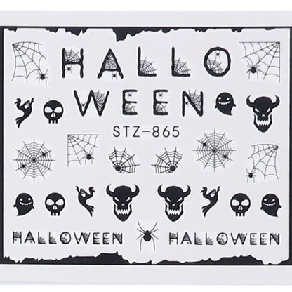 Autocollants pour ongles motif crâne et feuille d'érable pour femme, mode Halloween