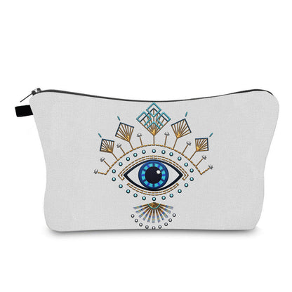 Bolsa de cosméticos portátil con diseño de mal de ojo para mujer