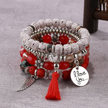 Bohemian Style Multi-Layer Wooden Beaded Bracelet