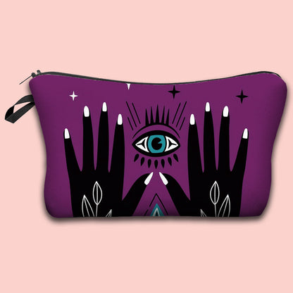Bolsa de cosméticos portátil con diseño de mal de ojo para mujer