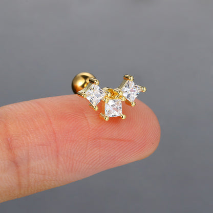 Zircon Butterfly Heart-Shaped Titanium Steel Earring