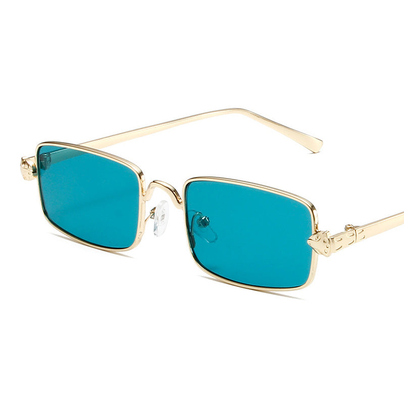 Lunettes de soleil carrées à petite monture en métal, style rétro et décontracté