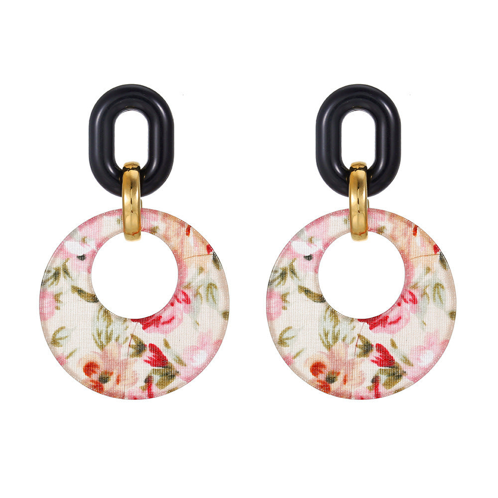 Women Fashion Exaggerated Leopard Round Ear Ring Earrings