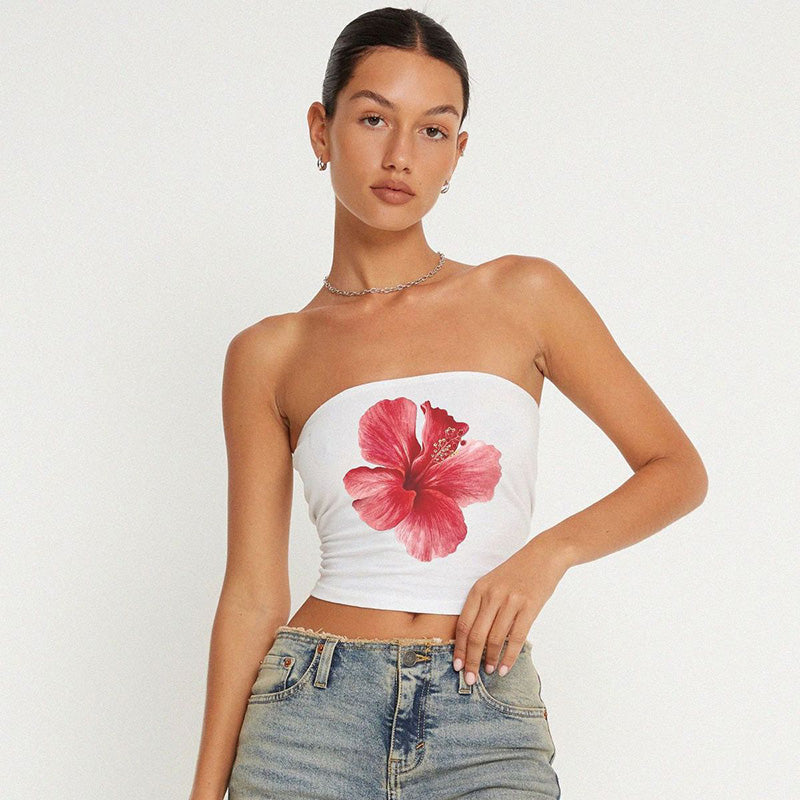 Summer Fashion Women Y2K Floral Printed Tube Top