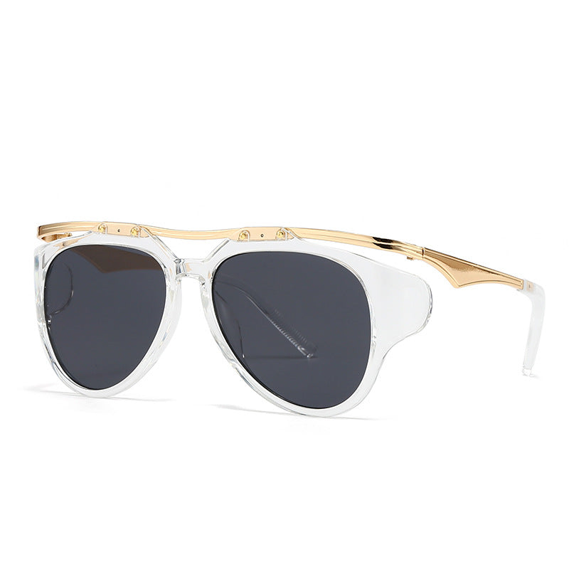 Gafas de sol cuadradas con montura grande de metal geométrico para mujer