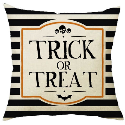 Halloween Pumpkin Skull Print Linen Sofa Cushion Cover
